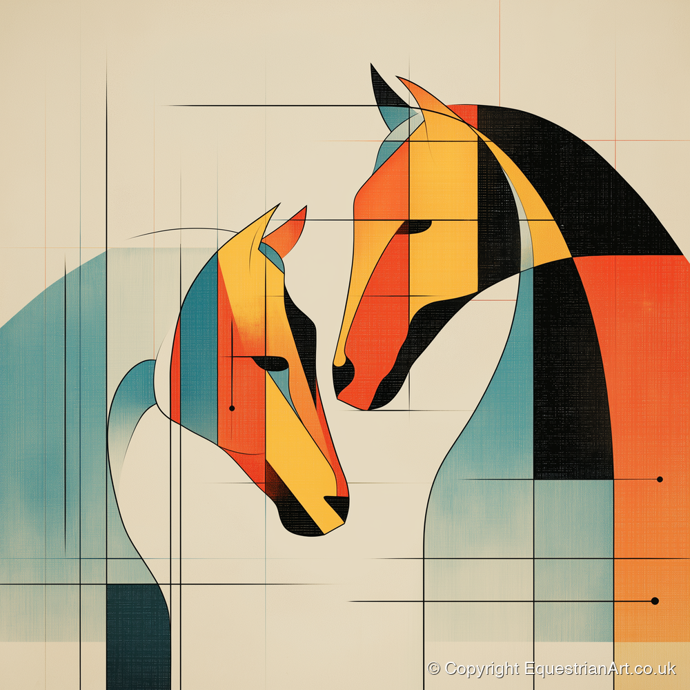 Geometric Equine Connection - horse portrait art print and canvas by Dominic Vaughn A.I