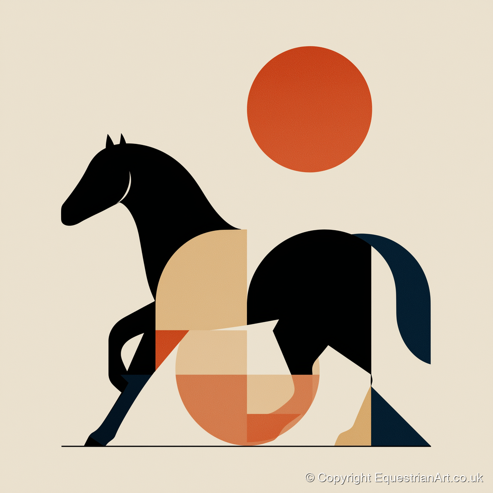 Geometric Equine Form - horse portrait art print and canvas by Oliver Tate A.I