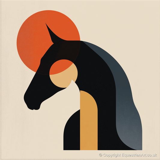 Geometric Equine Harmony - horse & rider art print and canvas by Oliver Tate A.I
