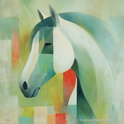 Geometric Equine Harmony - horse portrait art print and canvas by Leon Lambert A.I