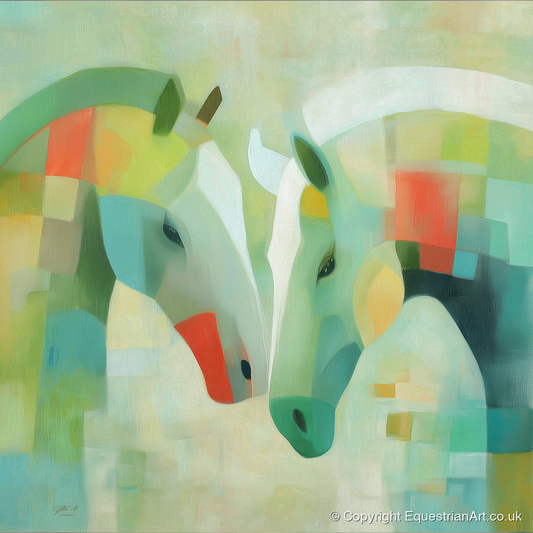 Geometric Equine Harmony - horse portrait art print and canvas by Leon Lambert A.I