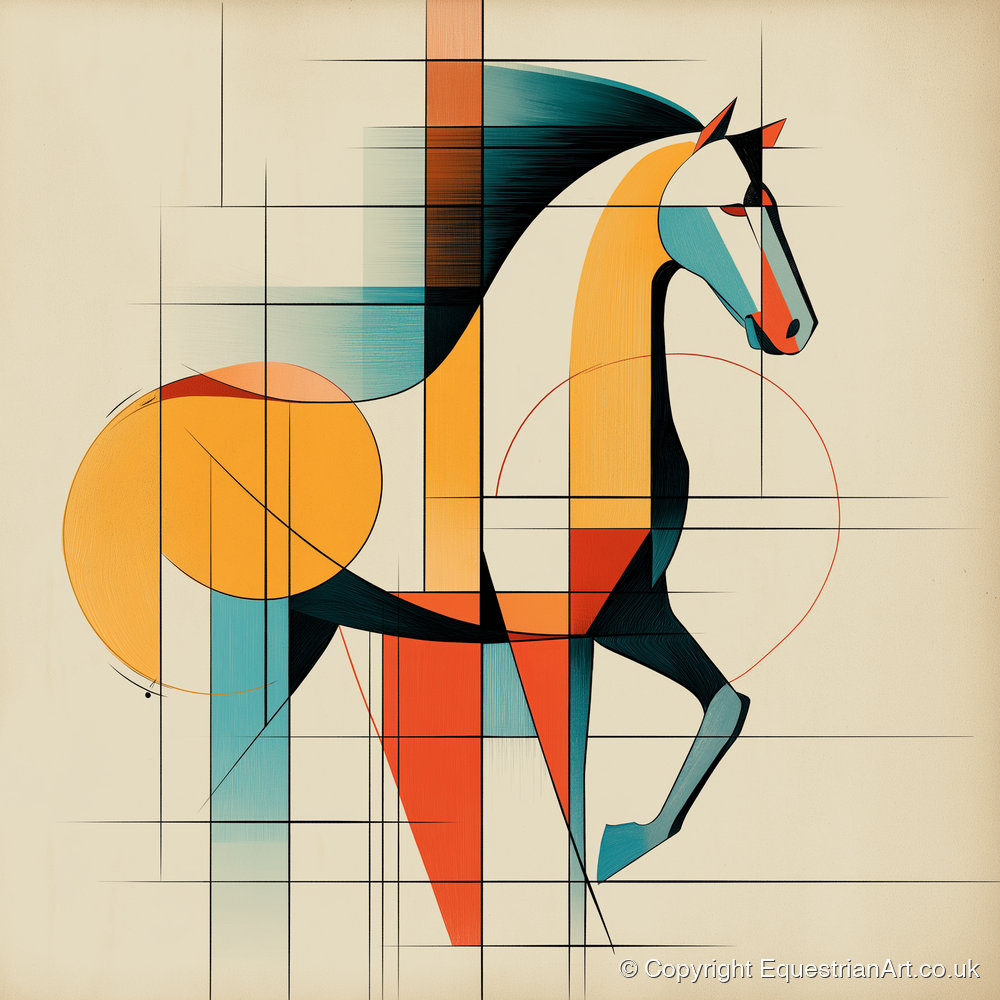 Geometric Equine Profile - horse portrait art print and canvas by Dominic Vaughn A.I