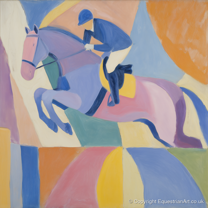 Geometric Flight - show jumping horse art print and canvas by Iris Pelham A.I