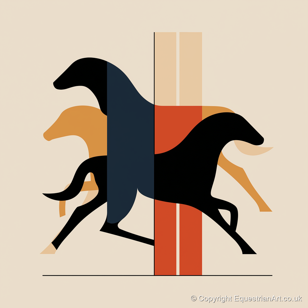 Geometric Gallop - racing horse art print and canvas by Oliver Tate A.I