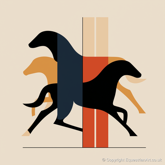 Geometric Gallop - racing horse art print and canvas by Oliver Tate A.I