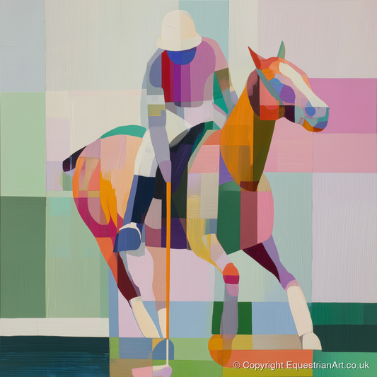 Geometric Polo Strike - polo horse art print and canvas by Linus Cartwright A.I