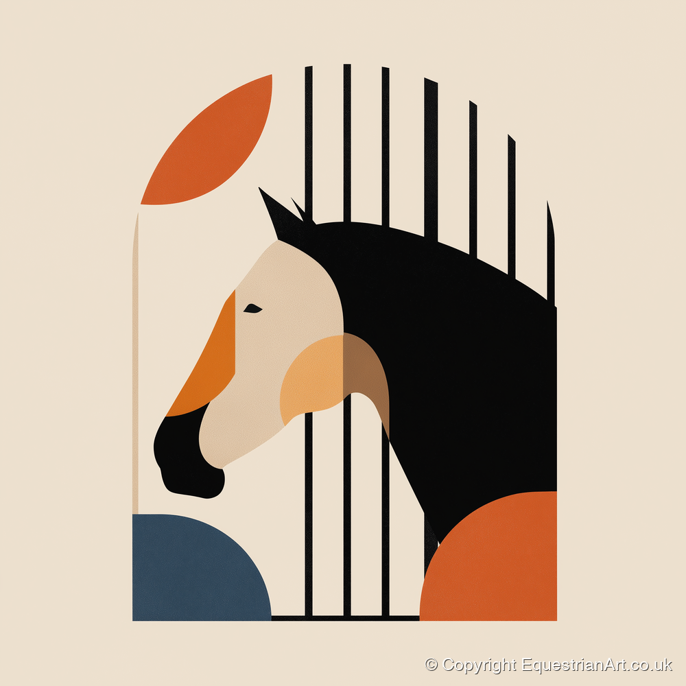 Geometric Stable Profile - horse stable art print and canvas by Oliver Tate A.I