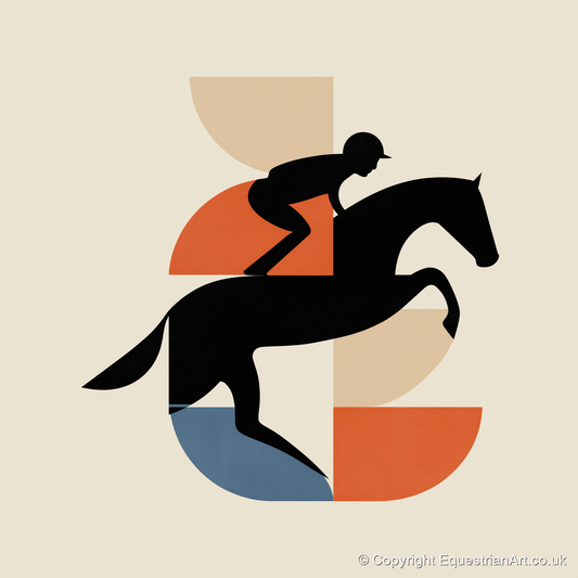 Geometric Steeplechase - racing horse art print and canvas by Oliver Tate A.I