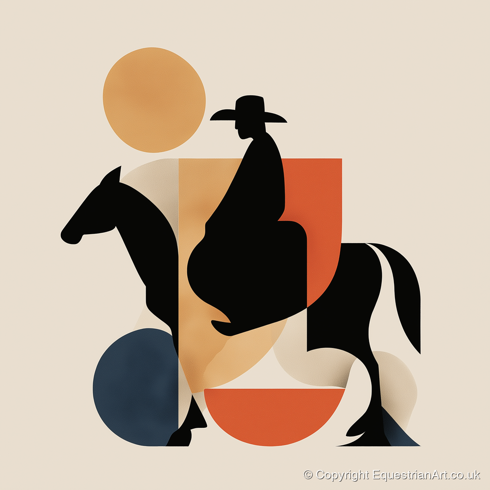 Geometric Western Rider - western horse art print and canvas by Oliver Tate A.I