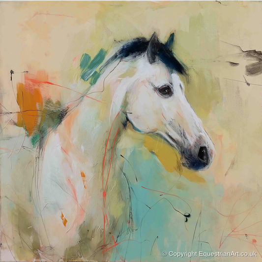 Gestural Grey Portrait - horse portrait art print and canvas by Antonia Blythe A.I