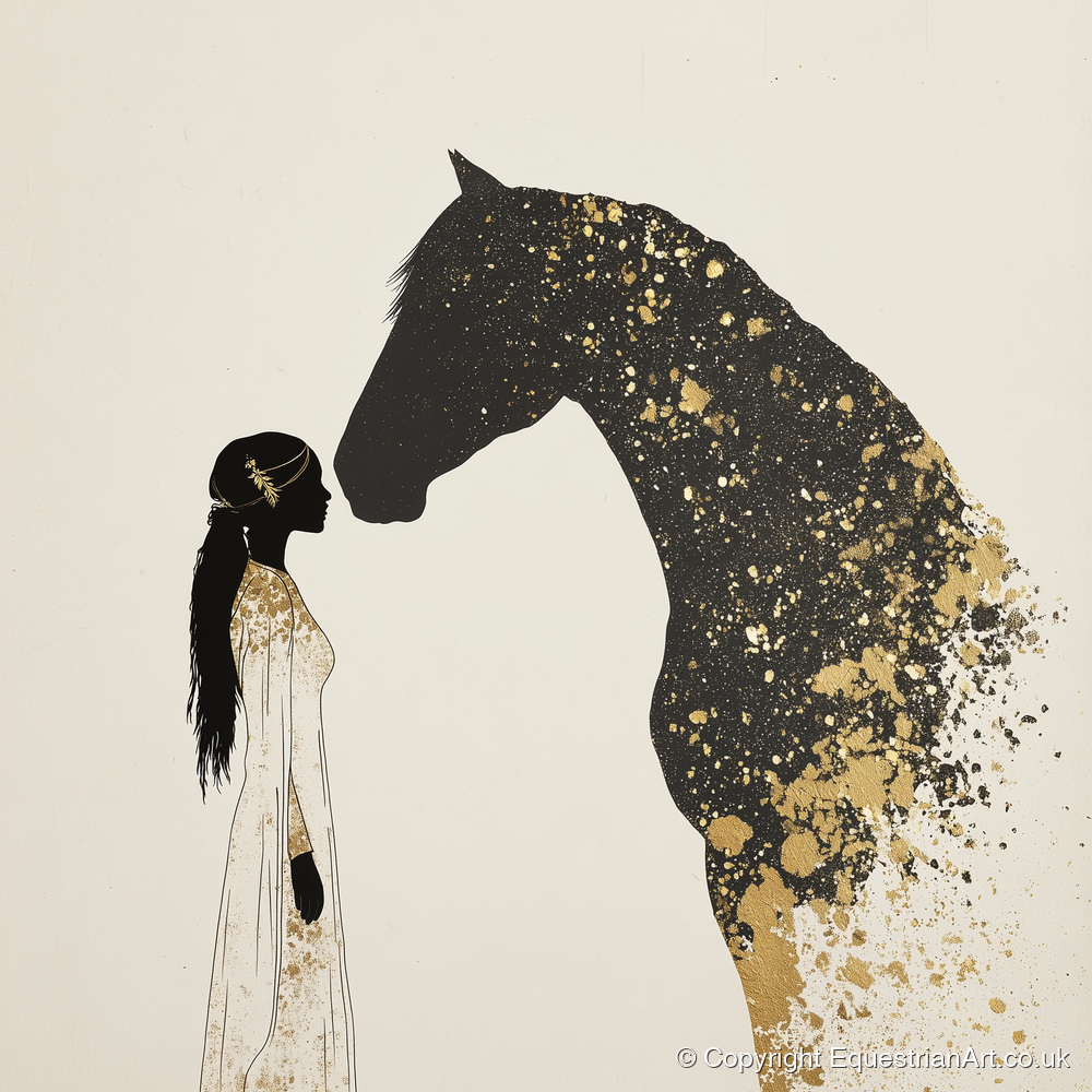 Gilded Bond - horse & rider art print and canvas by Nolan Atherton A.I