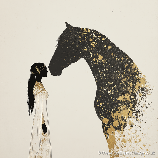Gilded Bond - horse & rider art print and canvas by Nolan Atherton A.I