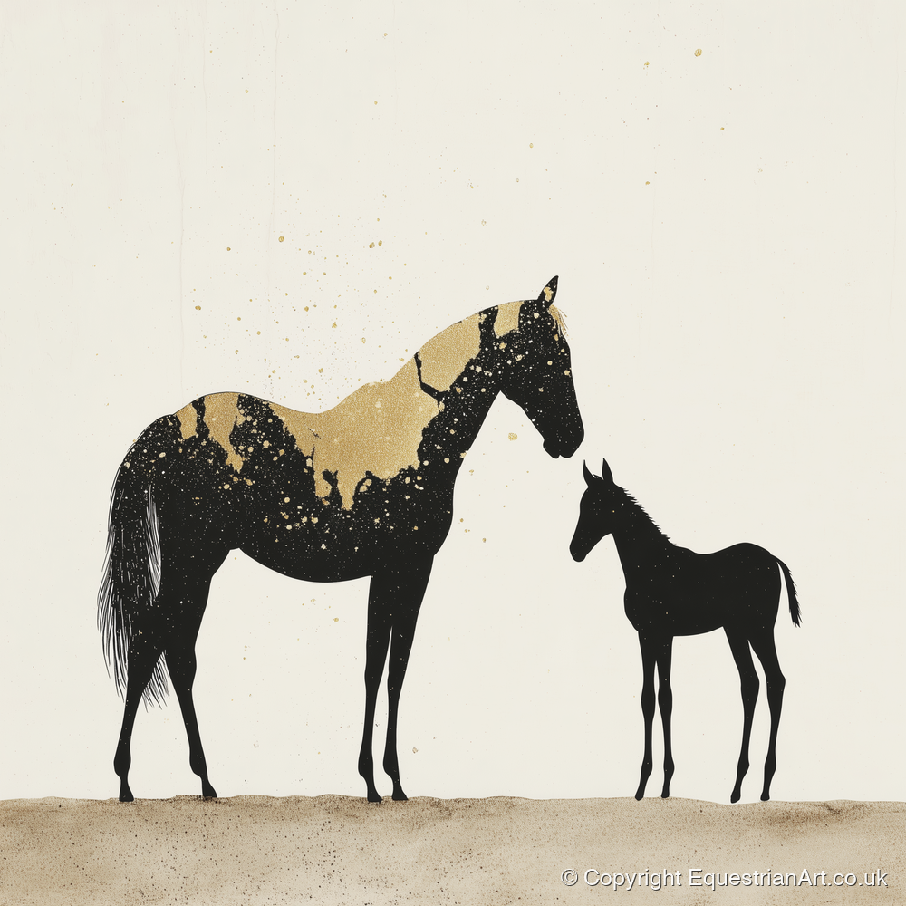 Gilded Bond - mare & foal art print and canvas by Nolan Atherton A.I