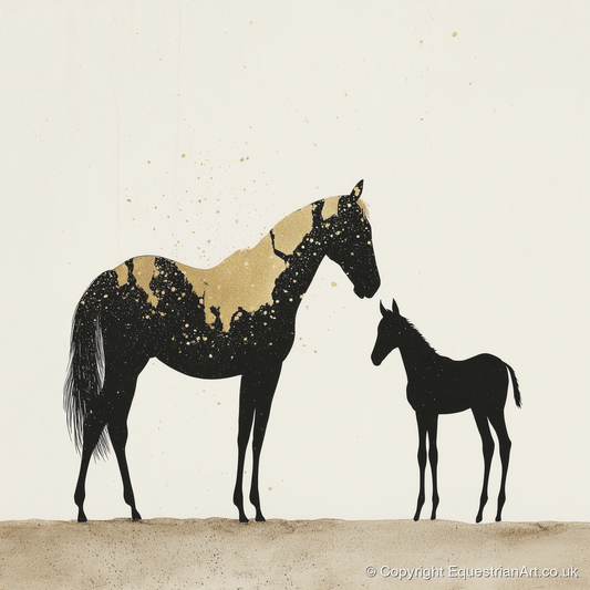 Gilded Bond - mare & foal art print and canvas by Nolan Atherton A.I