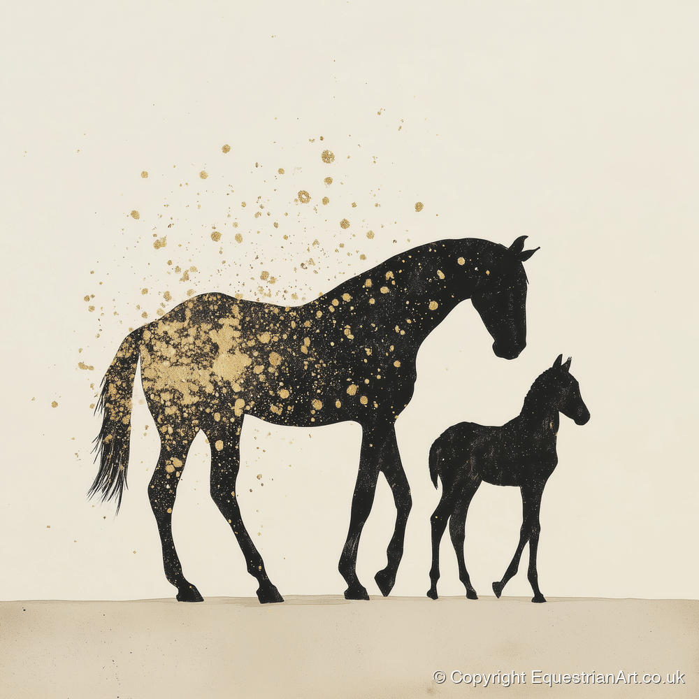 Gilded Bonds - mare & foal art print and canvas by Nolan Atherton A.I