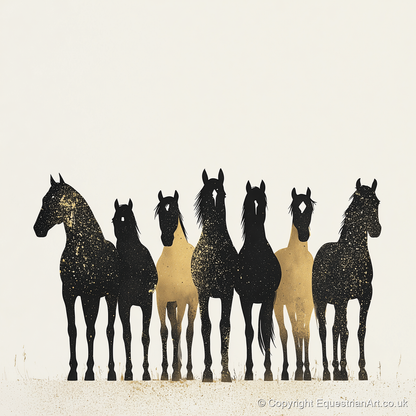 Gilded Companions - horse landscape art print and canvas by Nolan Atherton A.I