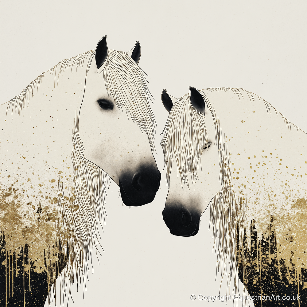 Gilded Companions - horse landscape art print and canvas by Nolan Atherton A.I