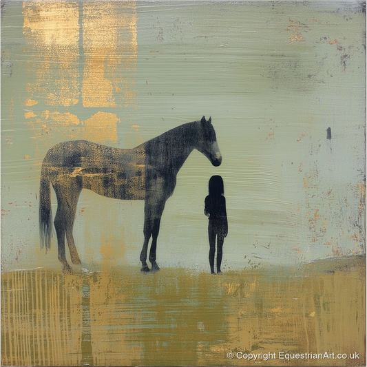 Gilded Connection - horse & rider art print and canvas by Graham Whitaker A.I