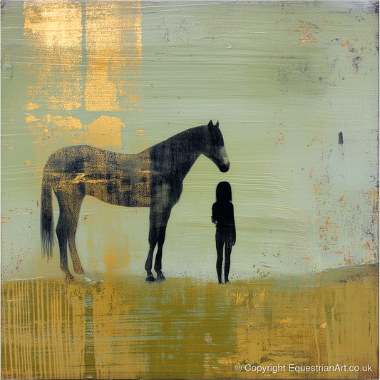 Gilded Connection - horse & rider art print and canvas by Graham Whitaker A.I