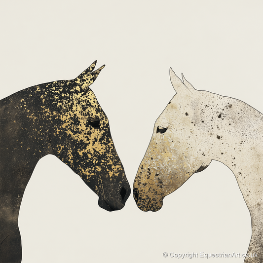 Gilded Encounter - horse portrait art print and canvas by Nolan Atherton A.I