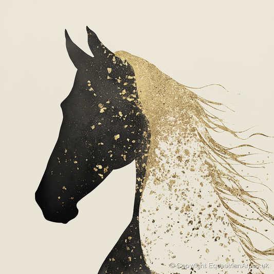 Gilded Equine Silhouette - horse breed art print and canvas by Nolan Atherton A.I