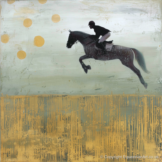 Gilded Flight - show jumping horse art print and canvas by Graham Whitaker A.I