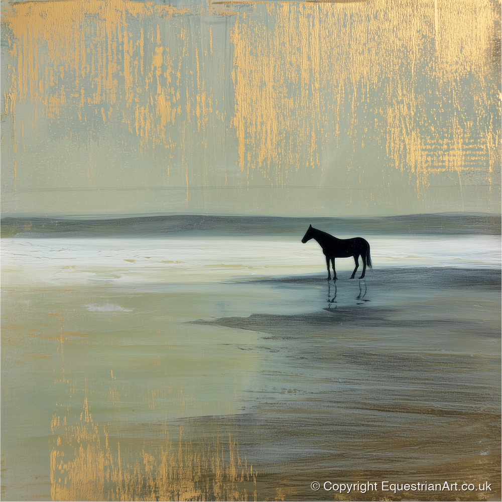 Gilded Horizon - horse landscape art print and canvas by Graham Whitaker A.I