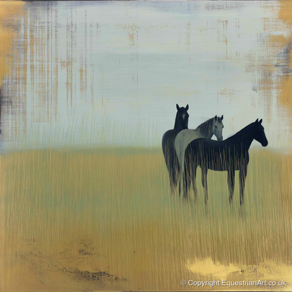 Gilded Meadow Watchers - wild horses art print and canvas by Graham Whitaker A.I