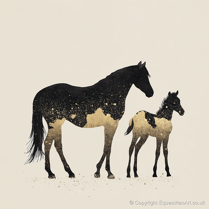 Gilded Midnight Bond - mare & foal art print and canvas by Nolan Atherton A.I