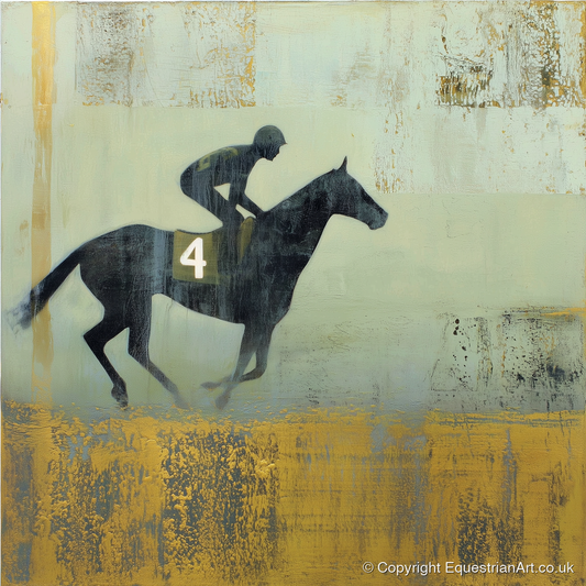 Gilded Number Four - racing horse art print and canvas by Graham Whitaker A.I