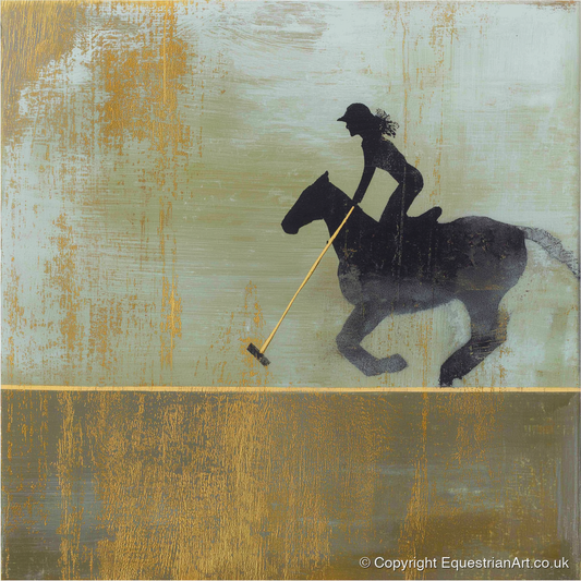 Gilded Polo Silhouette - polo horse art print and canvas by Graham Whitaker A.I