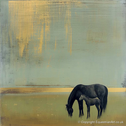 Gilded Serenity - mare & foal art print and canvas by Graham Whitaker A.I