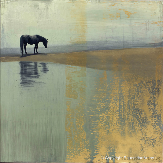 Gilded Solitude - horse landscape art print and canvas by Graham Whitaker A.I