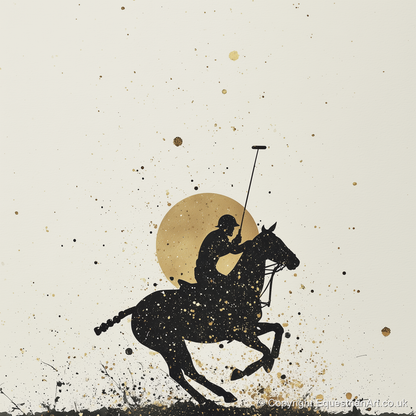 Golden Chukka Eclipse - polo horse art print and canvas by Nolan Atherton A.I