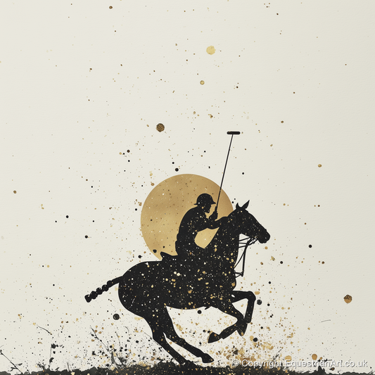 Golden Chukka Eclipse - polo horse art print and canvas by Nolan Atherton A.I