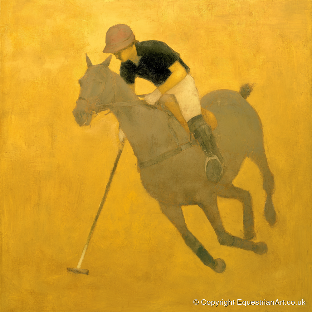 Golden Chukka - polo horse art print and canvas by Vincent Delaney A.I