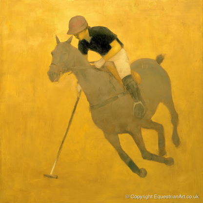 Golden Chukka - polo horse art print and canvas by Vincent Delaney A.I