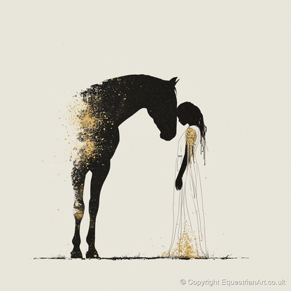 Golden Connection - horse & rider art print and canvas by Nolan Atherton A.I