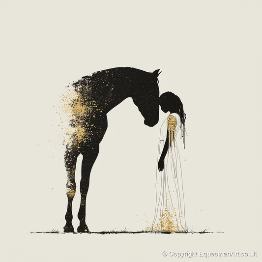 Golden Connection - horse & rider art print and canvas by Nolan Atherton A.I