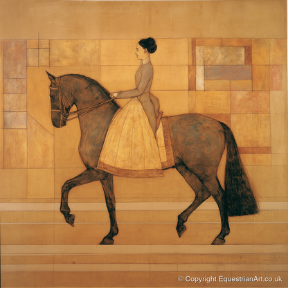 Golden Era Dressage - dressage horse art print and canvas by Sophie Laurent A.I