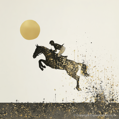 Golden Flight - show jumping horse art print and canvas by Nolan Atherton A.I