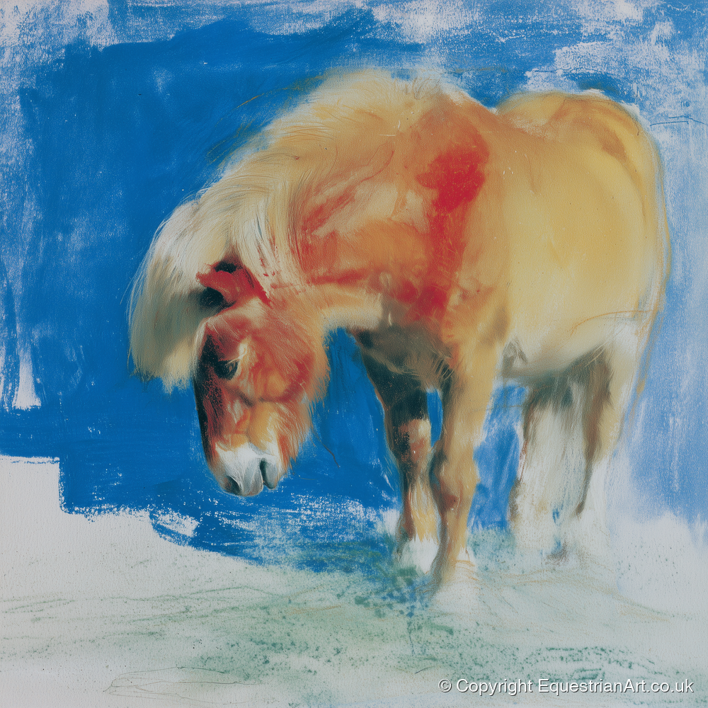 Golden Grazing Pony - horse breed art print and canvas by Emile Goddard A.I