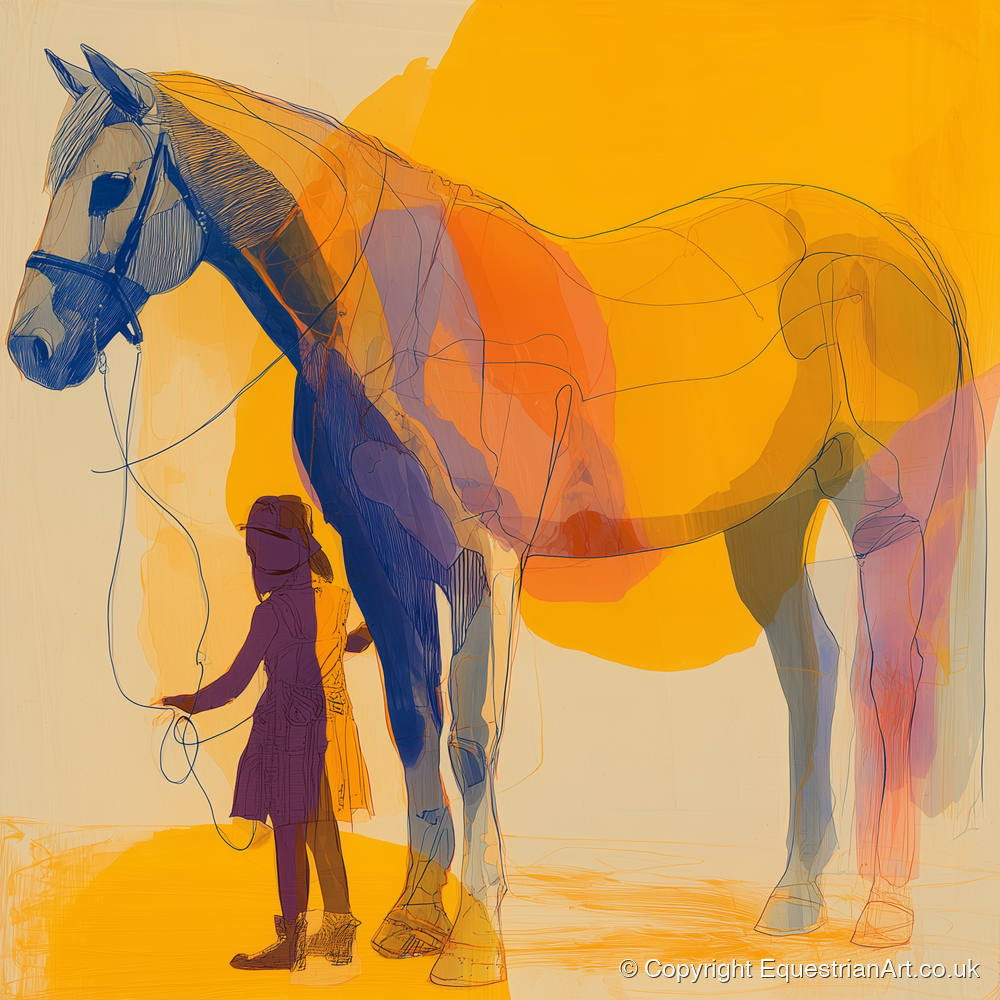 Golden Harmony - horse & rider art print and canvas by Tobias Blake A.I