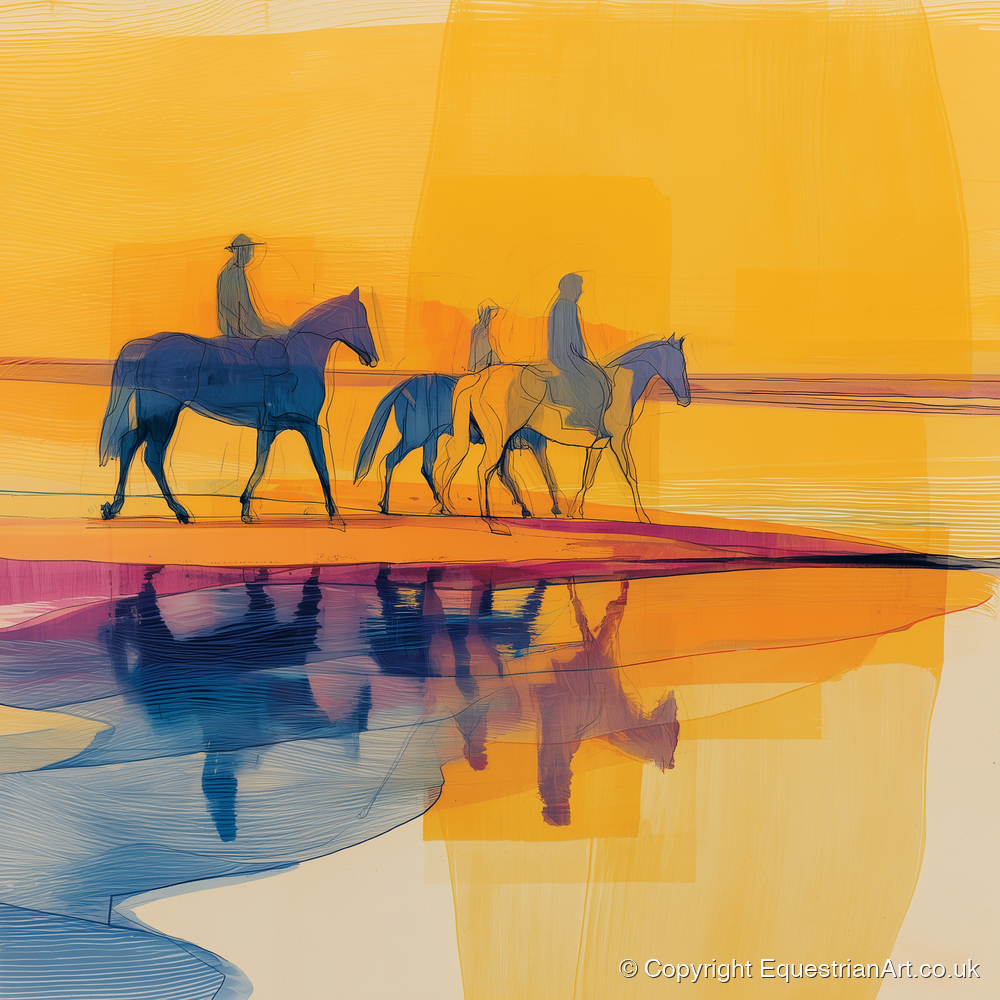 Golden Horizon Hack - horse landscape art print and canvas by Tobias Blake A.I