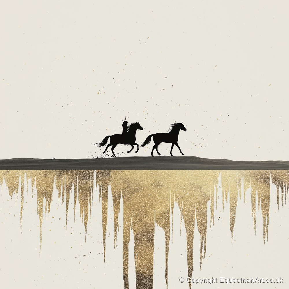 Golden Horizon Silhouettes - horse landscape art print and canvas by Nolan Atherton A.I