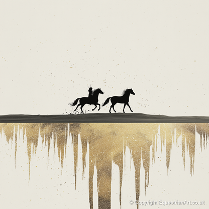 Golden Horizon Silhouettes - horse landscape art print and canvas by Nolan Atherton A.I