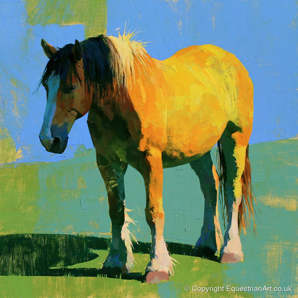 Golden Horse in Vibrant Sunlight - horse breed art print and canvas by Daphne Morley A.I