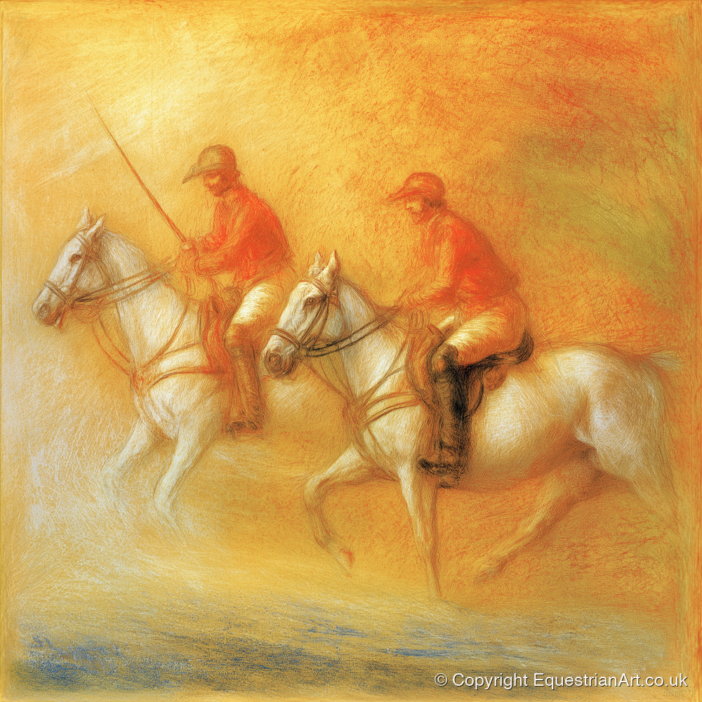 Golden Hour Polo - polo horse art print and canvas by Douglas Fairley A.I