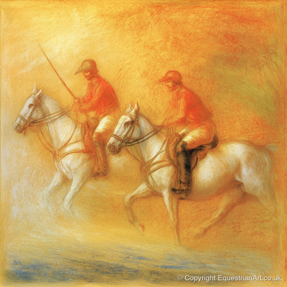 Golden Hour Polo - polo horse art print and canvas by Douglas Fairley A.I