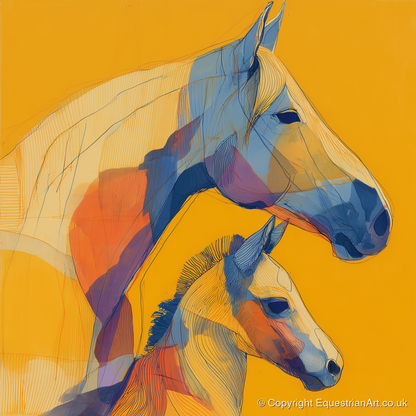 Golden Lineage - mare & foal art print and canvas by Tobias Blake A.I